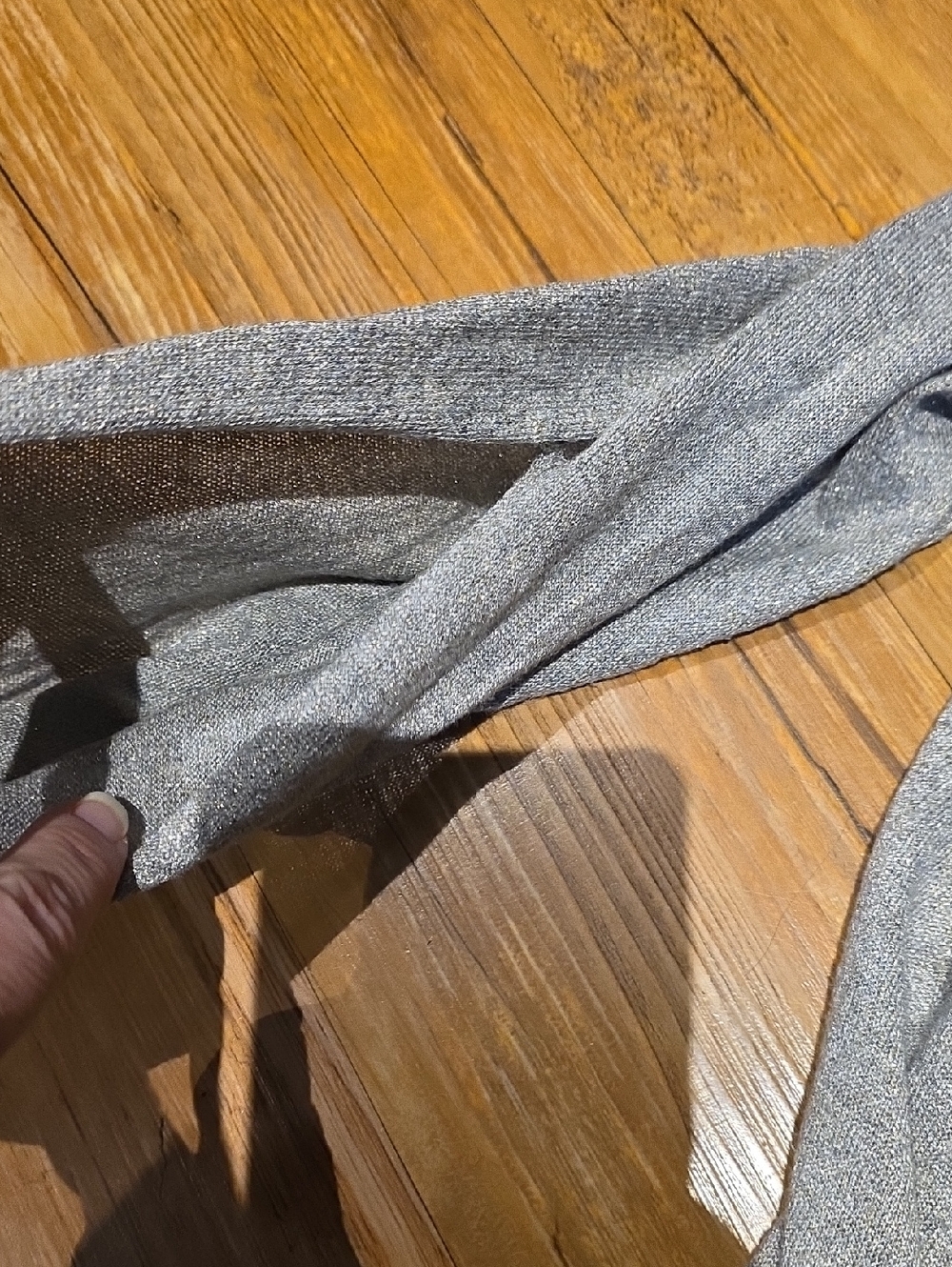 Silver Metallic Cowl-Neck Sweater Open Sleeve - Picture 3 of 8